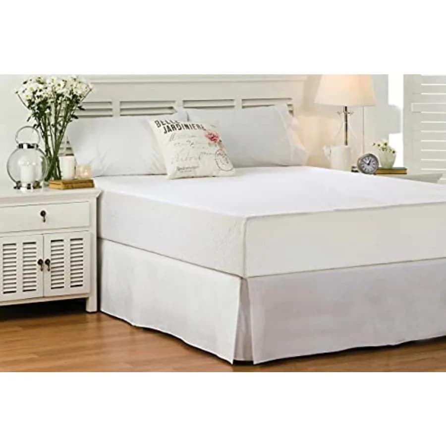 Gonna letto in cotone egiziano 600 TC, con 6 orli a goccia, facile da montare - Gonna letto per letti 60x80 cm - Pieghe centrali e angolari, bianco tinta unita