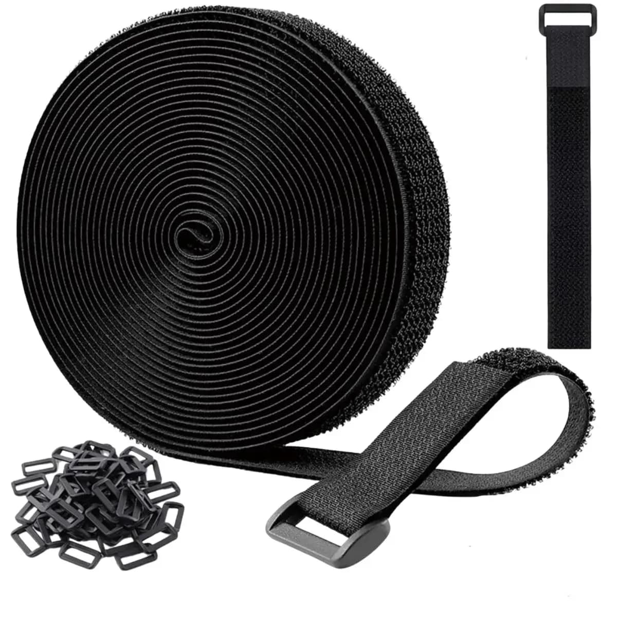 Cinghie in Velcro da 0,8 Pollici di Larghezza, Cinghie in Nylon con 25 Fibbie, 0,8 Pollici x 16,4 Piedi, Chiusura a Strappo, Lunghezza Regolabile, Riutilizzabili, Piccole