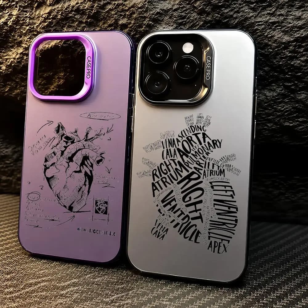 Cover per iPhone 11/12/13/14/15/16/17 Pro Max con design creativo a cuore cardiovascolare, in TPU con sfumatura di colore, antiurto