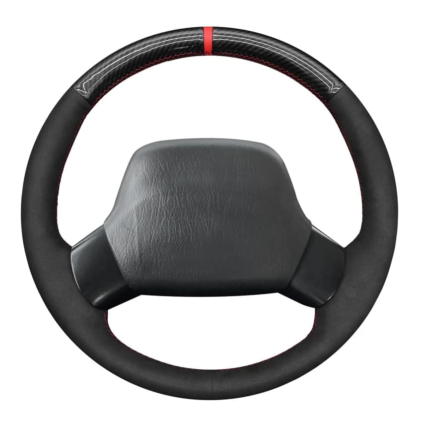Coprivolante per auto in pelle scamosciata nera finta carbonio per Jeep Wrangler TJ Cherokee XJ 1997-2002