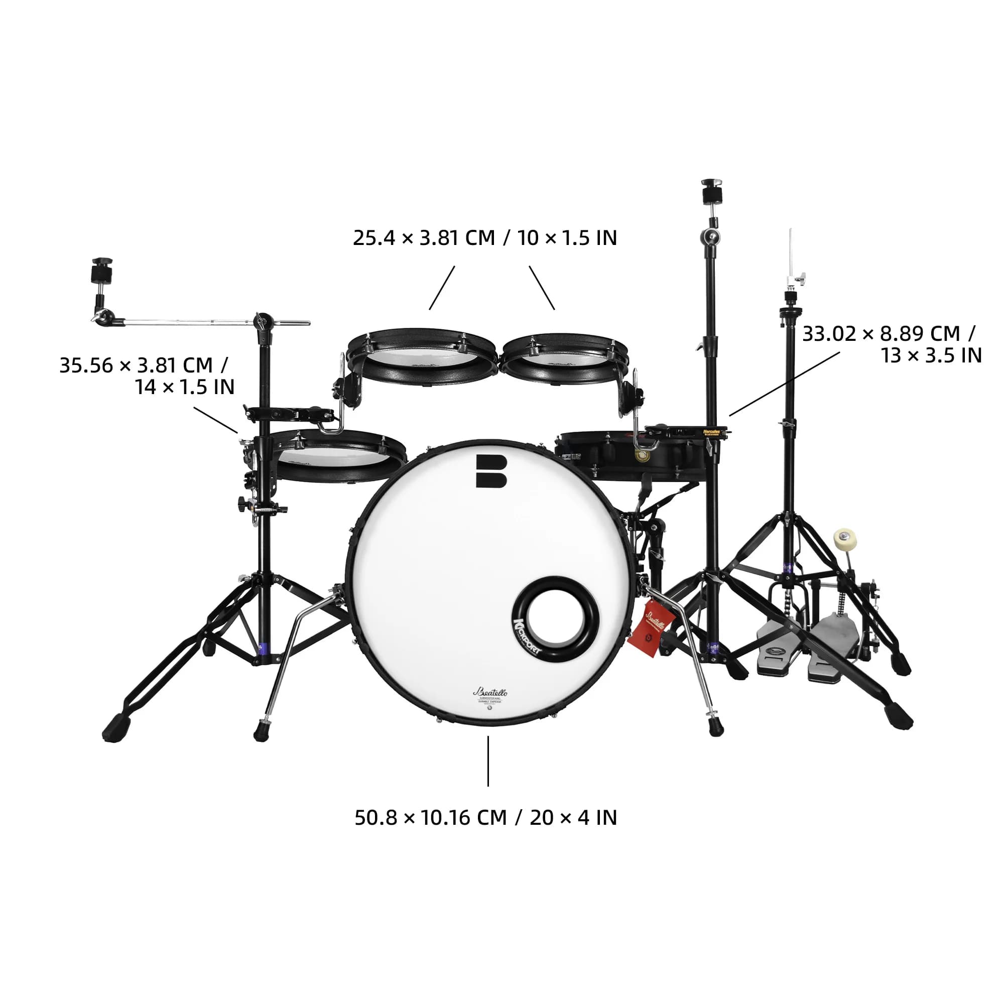 JBK Pad Drums Set Percussioni professionali a bassa frequenza Tamburo portatile da 5 pezzi Adatto per spettacoli di viaggio