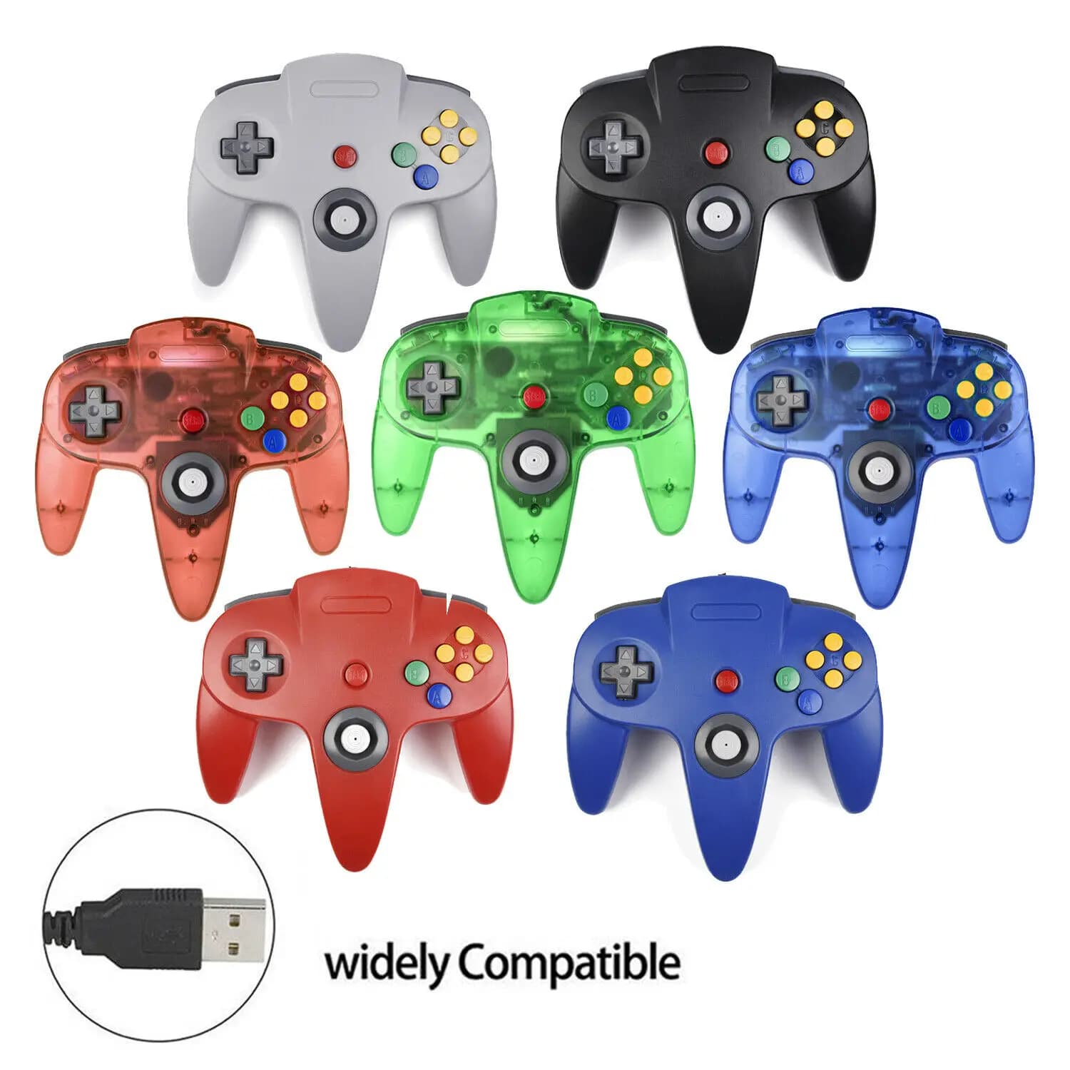 [USB version] USB controller for classic N64 games, wired joystick gamepad for Windows Mac Linux Raspberry Pi 4 3 PC