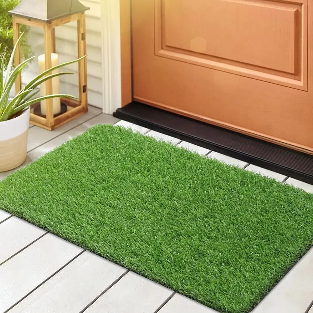 Synthetic grass door pad, 32x20 inch, waterproof outdoor carpet for dogs, suitable for indoor and patio entrances