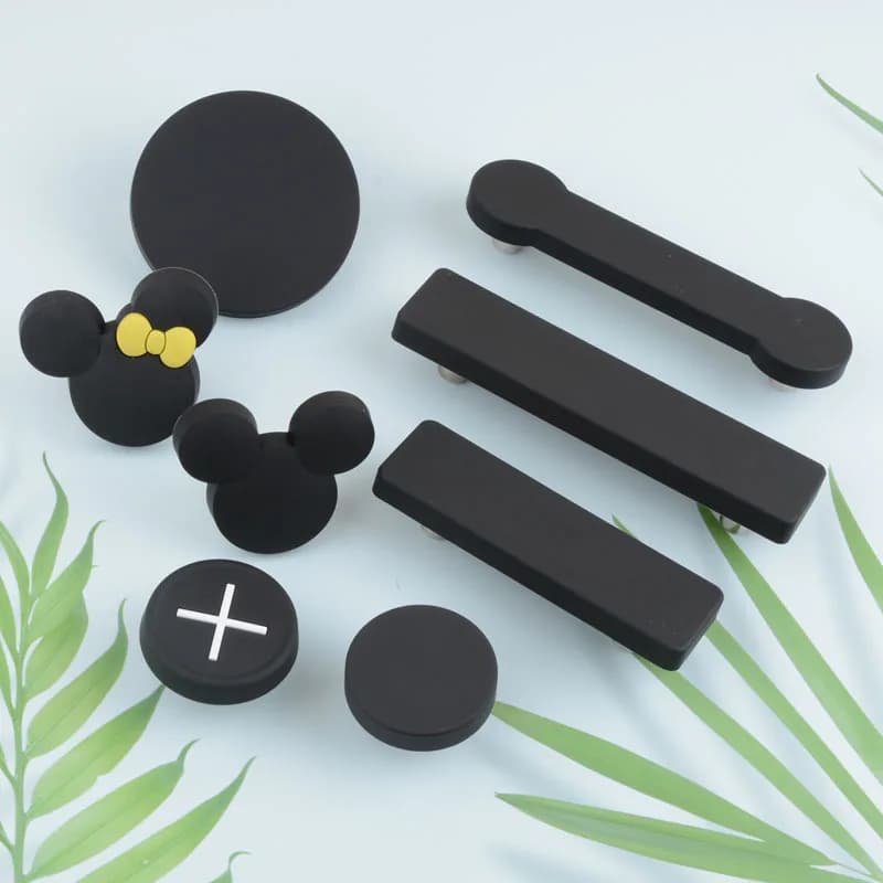 Creativo cartone animato colore protezione ambientale Silicone maniglia per camera dei bambini rosa rosso nero cassetto scarpiera manopola tirare