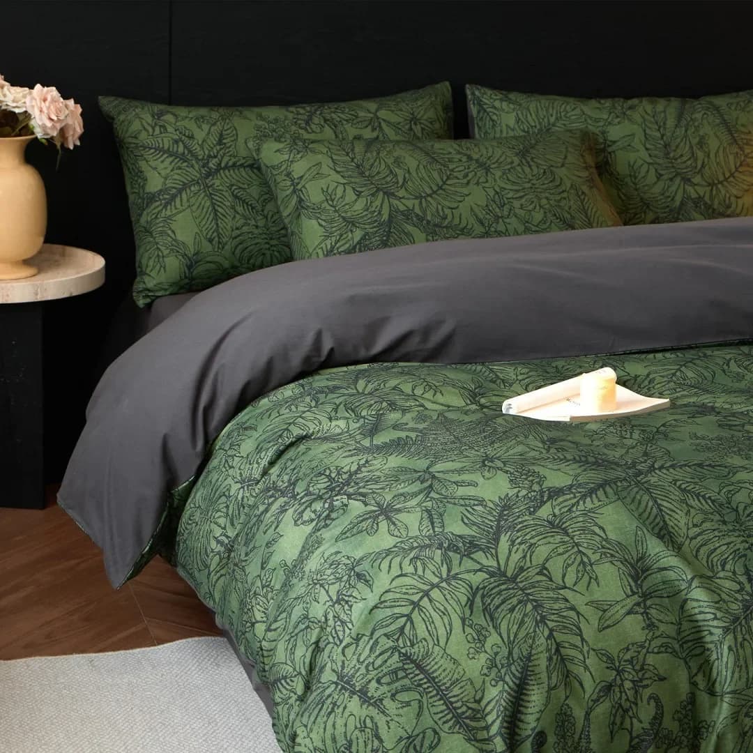 Duvet Cover Bed Linen Set Sheets French-style Retro Pure Cotton Brushed Four-piece Set Bedding Bed Sheet Green Duvet Cover