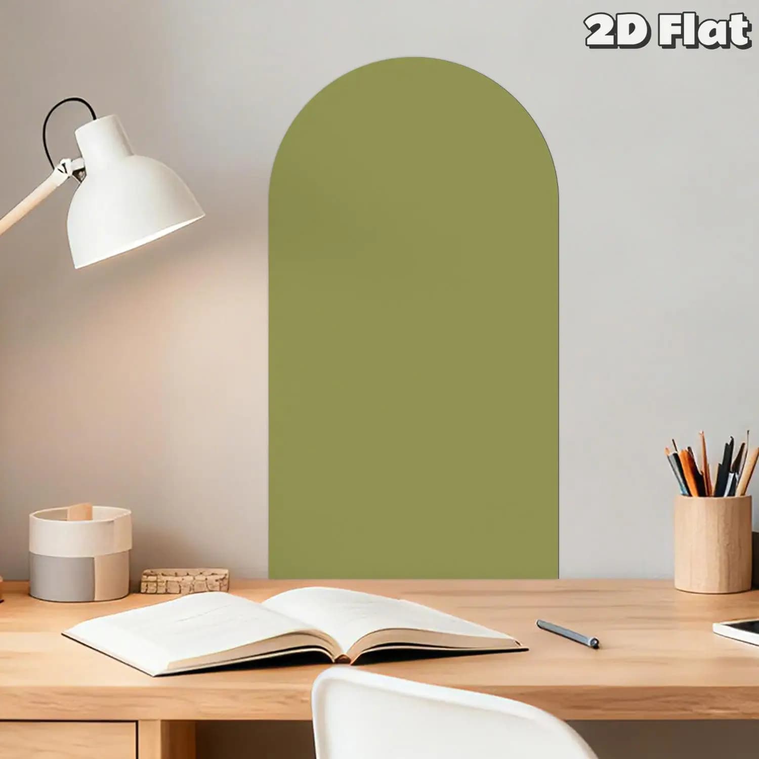 1 Pezzo Adesivo Murale Magnetico Minimalista a Forma di Arco, Motivo Geometrico Verde Oliva, Autoadesivo, Adesivi per Piastrelle in Vinile