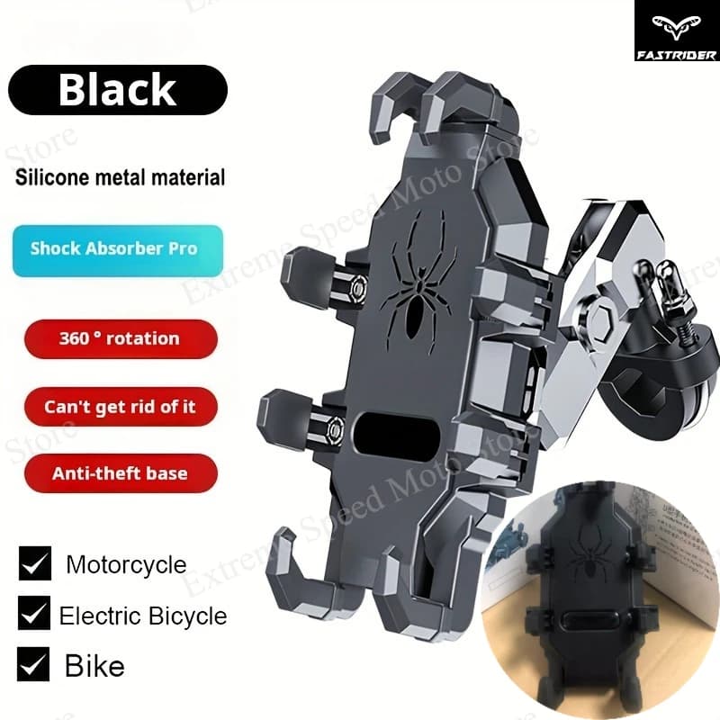 Supporto per Telefono da Moto, Montaggio su Manubrio Bici 360° ° Supporto universale per cellulare anti-vibrazione con rotazione