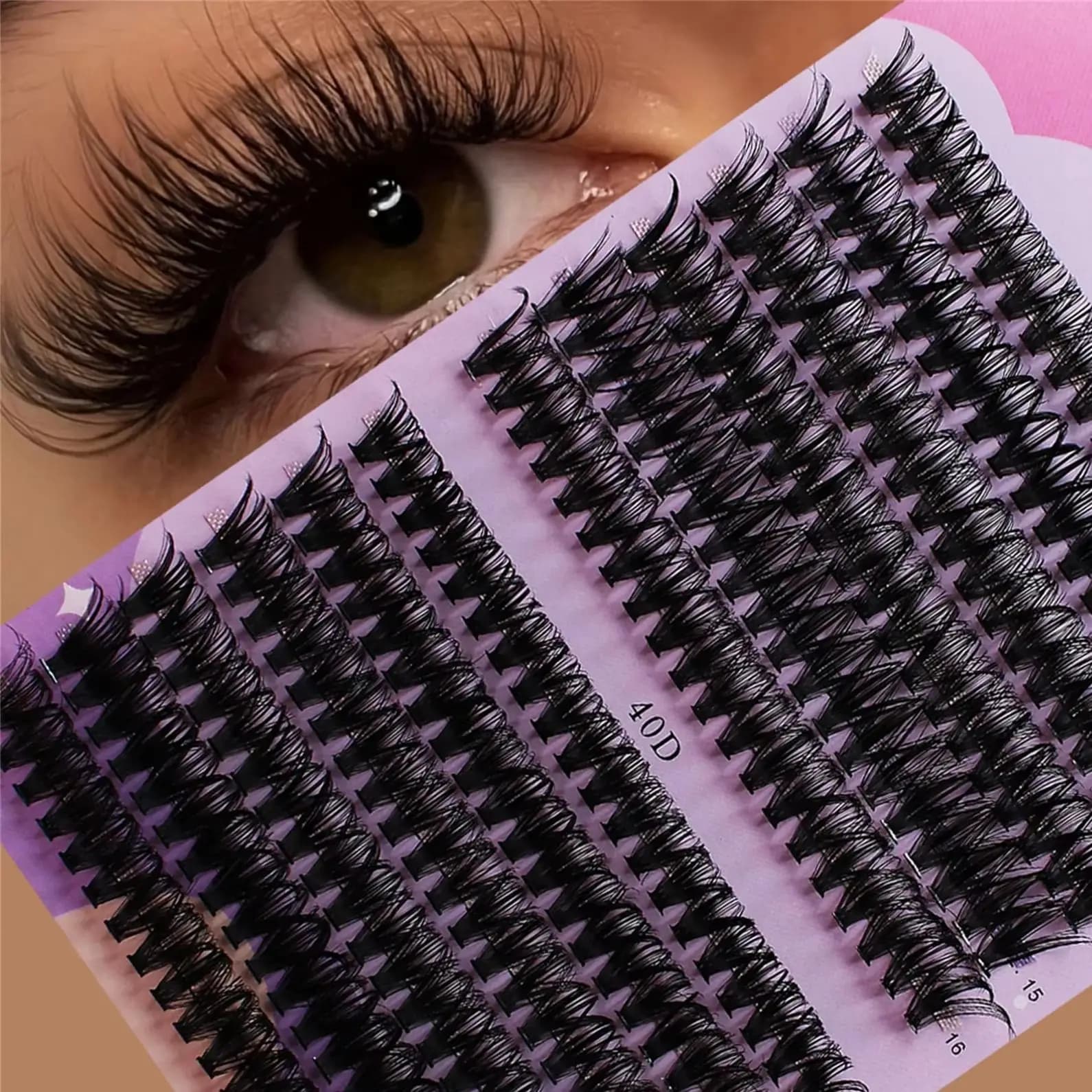 Ciglia Finte Individuali 30/40D 12-16mm Mix D Curl, Morbide e Naturali, Extension Ciglia a Ciuffetti 12-16mm