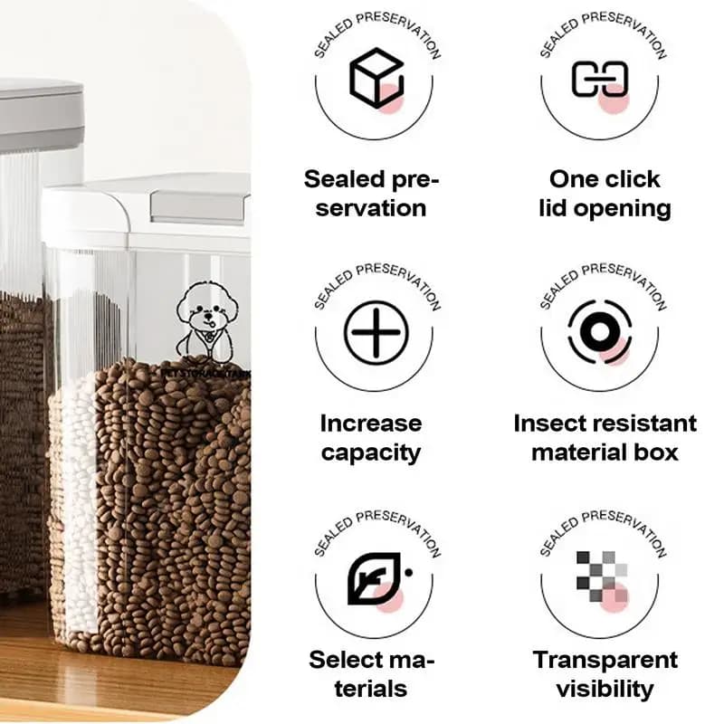 Contenitore per alimenti per gatti Contenitore sigillato per alimenti per cani e gatti Secchio ermetico trasparente impilabile da 5 litri per case dispense cucine