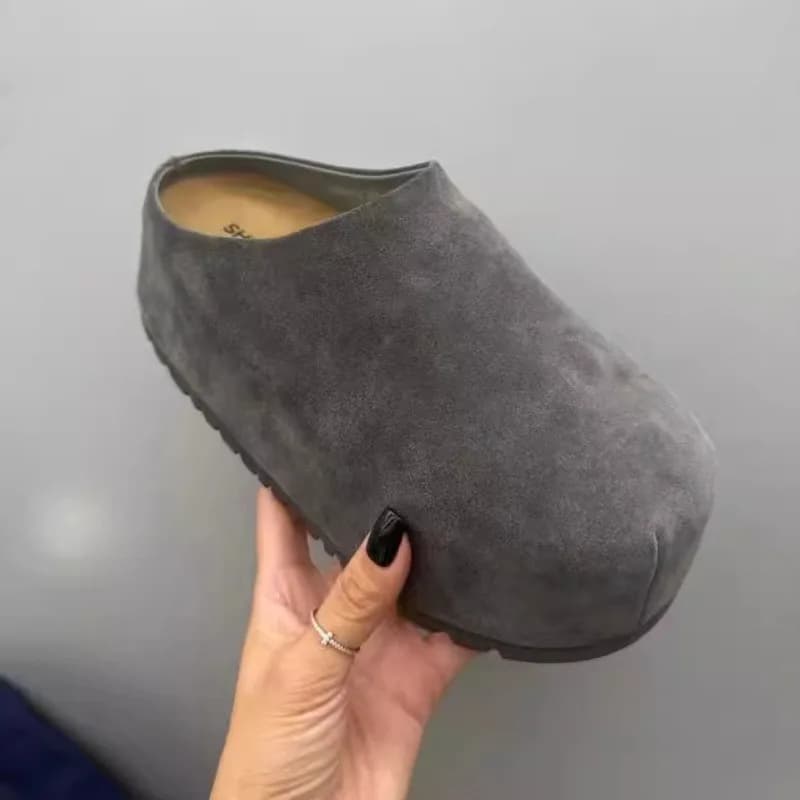 Ciabatte da donna con plateau, effetto opaco, stile Birkenstock, slip-on, punta chiusa, taglie piccole, casual, in gomma, per esterno