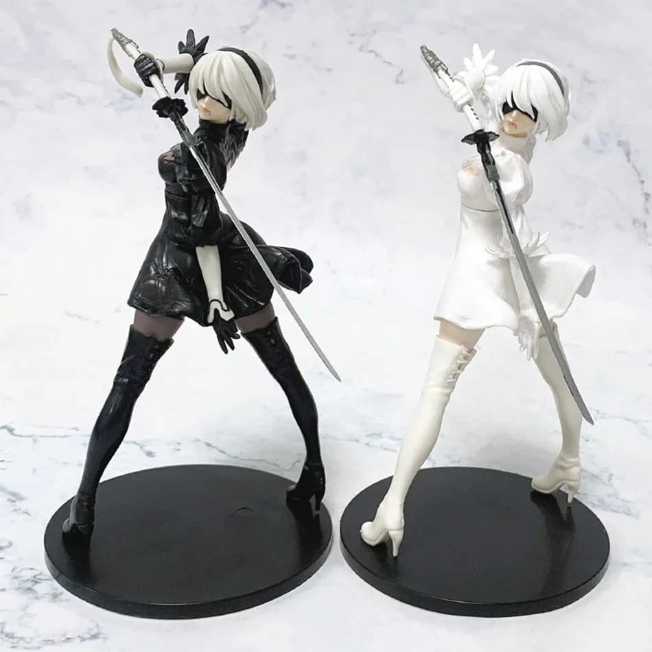 Statuetta Anime Yorha 2B Serie Bianco e Nero, 18CM, in PVC, Modellino da Collezione, Action Figure, Regalo