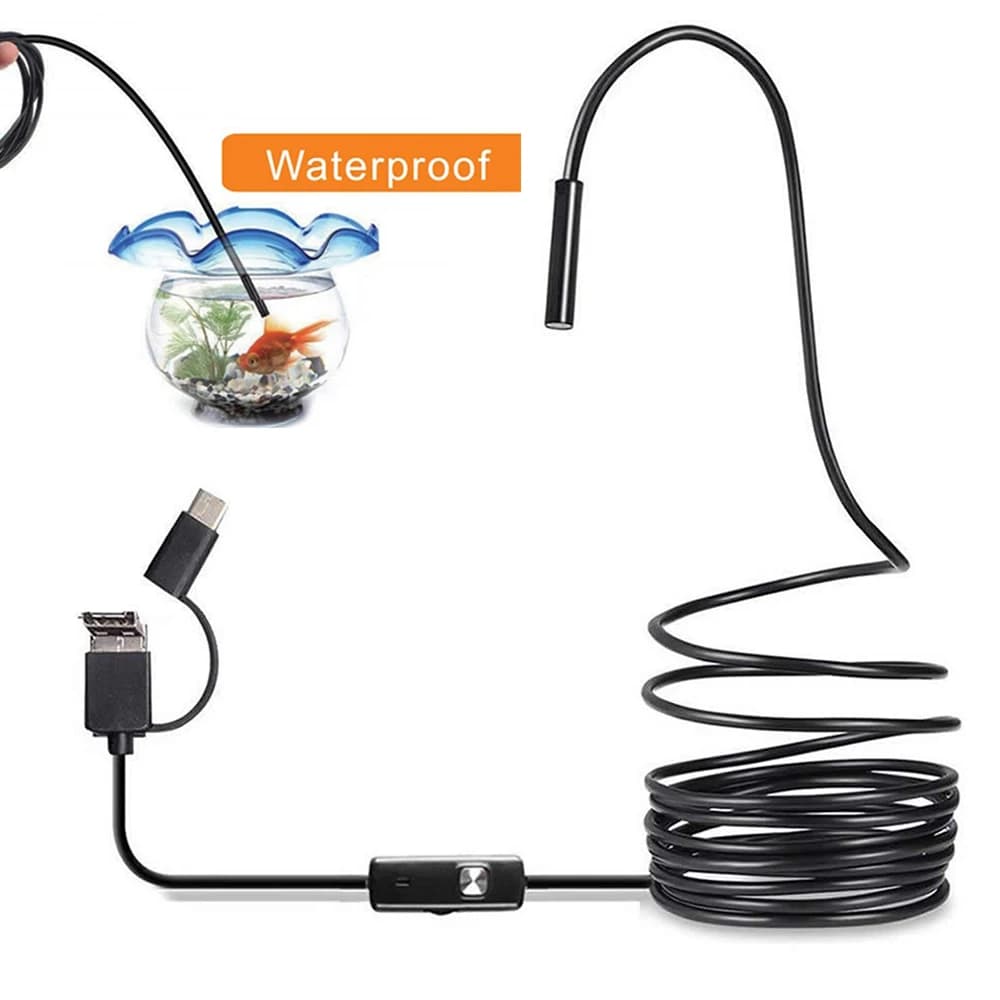 Telecamera endoscopica impermeabile IP67 da 7,0 mm 6 LED USB regolabile per telecamere per boroscopio di ispezione flessibili Android per PC telefonico
