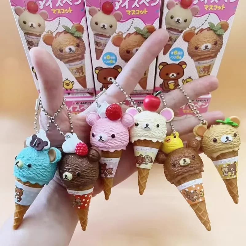 Anime Fiugre Rilakkuma Gelato Orso Bead Carino Kawaii Giocattolo Catena Appesa Borsa Cieca Scatola Giocattolo Modello Decoratoion Ciondolo Regali per Bambini