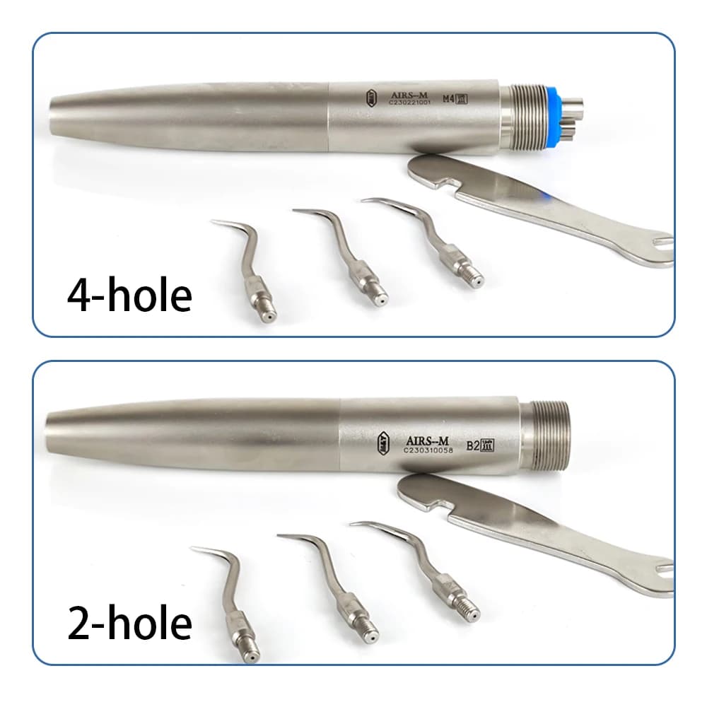 Air heater in dental titanium material 2/4 holes ladder handle with 3 tips Teeth cleaning tools