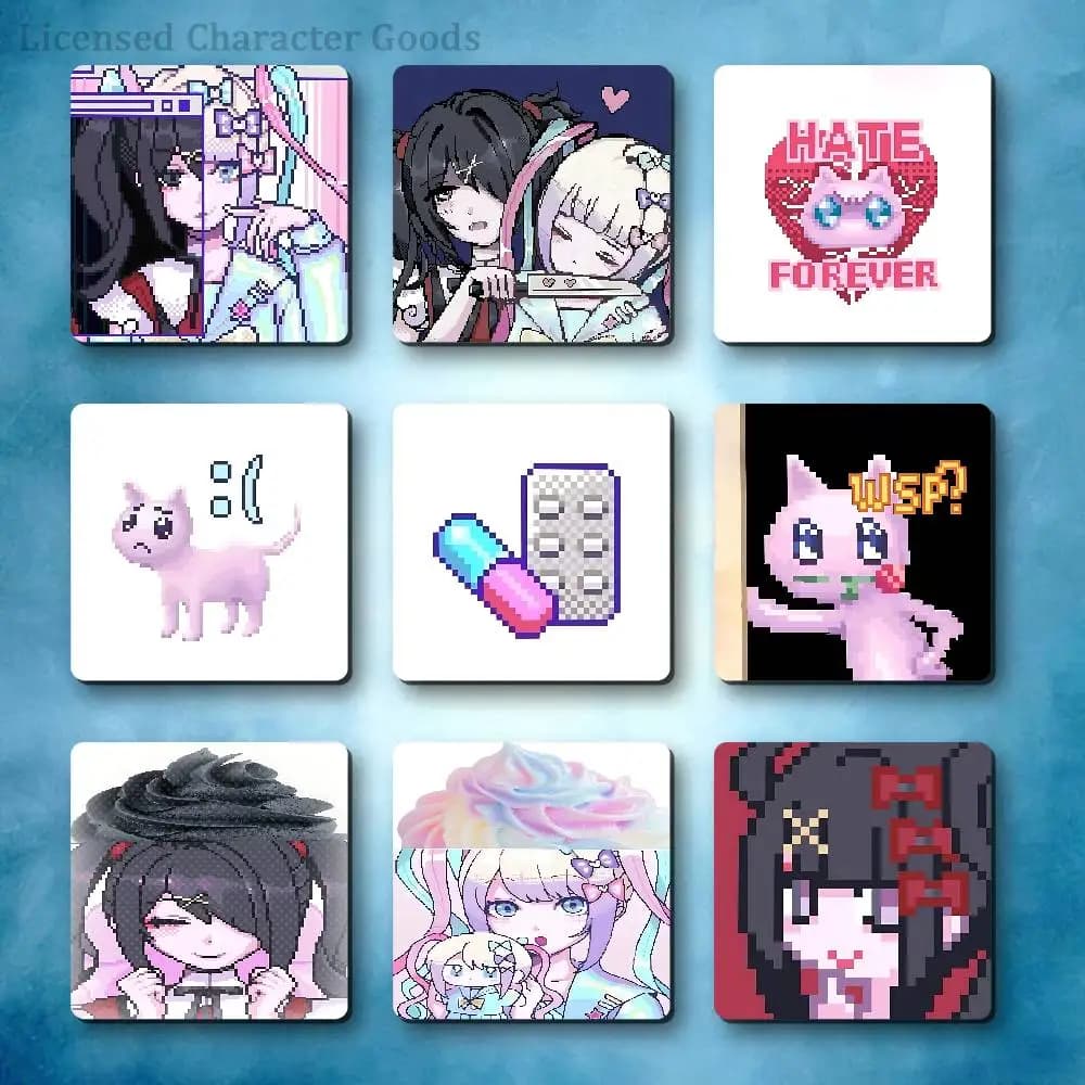 Ame-cha KAngel NEEDY GIRL Refrigerator Magnets Square Tiles with Magnetic Sheets Printed for Decoration Collect 55mm