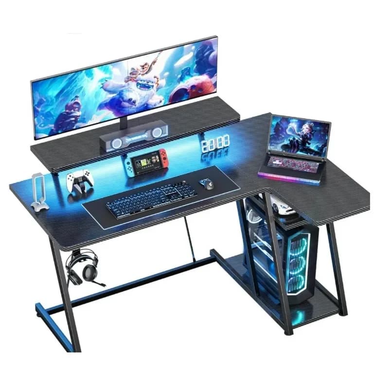Z Shape Computer Desk with Monitor Stand Home Office Gaming Table Workstation for PC Laptop Study Room Furniture