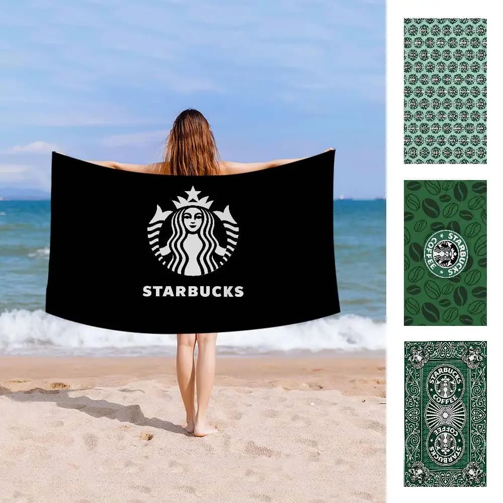 Telo mare Starbucks Coffee, asciugamano da bagno colorato per ragazza, in microfibra ad asciugatura rapida, personalizzato, anti-sabbia, per spiaggia, yoga, spa, palestra, piscina