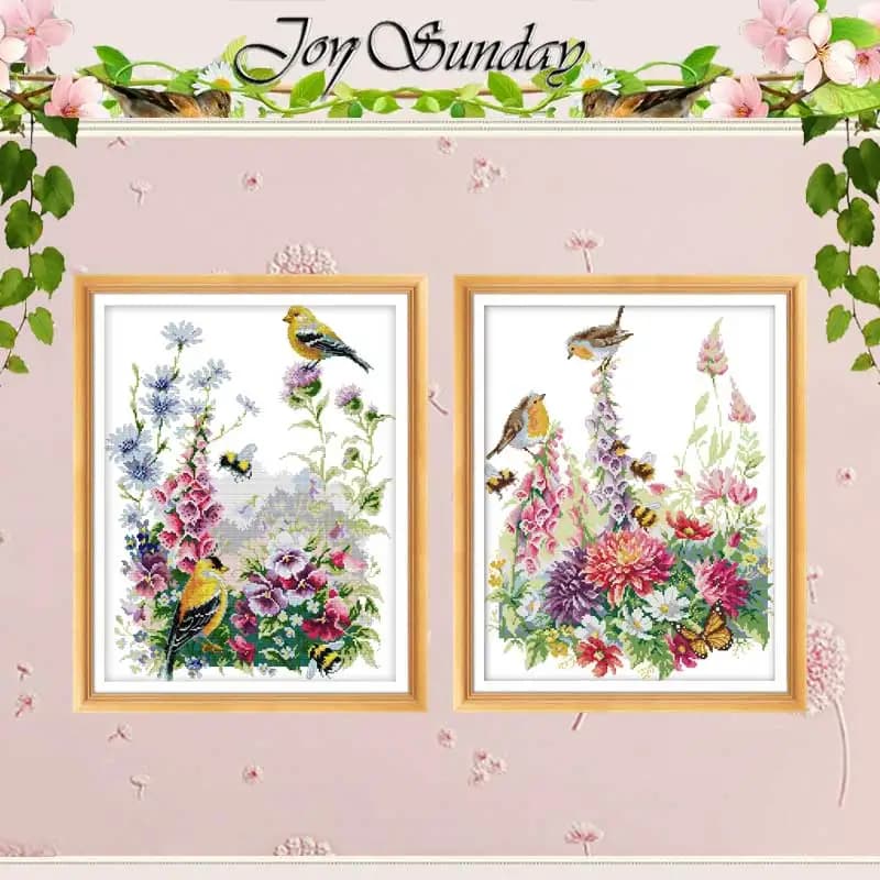 Bird and Flowers Patterns Counted Cross Stitch Set DIY 11CT 14CT 16CT Stamped DMC Cross-stitch Kit Embroidery Needlework Crafts