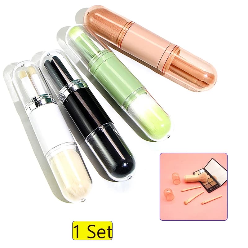 Pennello per trucco telescopico 4 in 1 Pennelli per trucco da viaggio portatili Set Ombretto in polvere Mini pennello per trucco Strumenti di bellezza