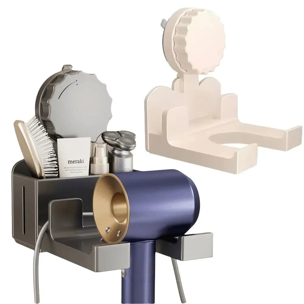 Strong Suction Cup Suction Cup Hair Dryer Holder Removable Design Easy Installation Hair Dryer Storage Hanger No Damage To Wall