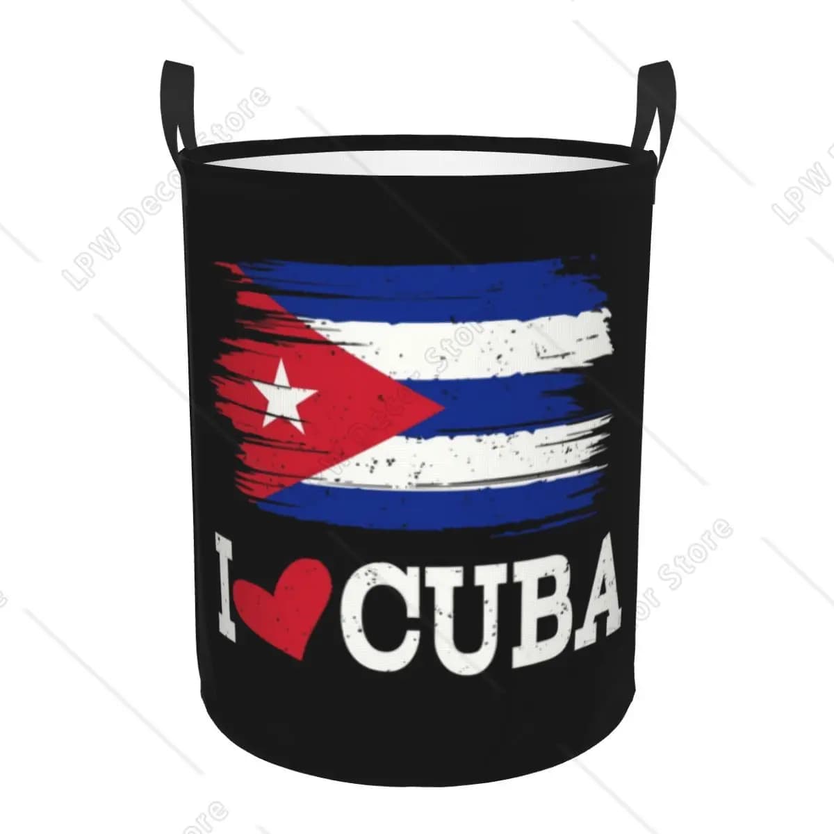 Cesto portabiancheria personalizzato con bandiera cubana della Havana, pieghevole, I Love Cuba, per borsa portaoggetti per giocattoli per bambini