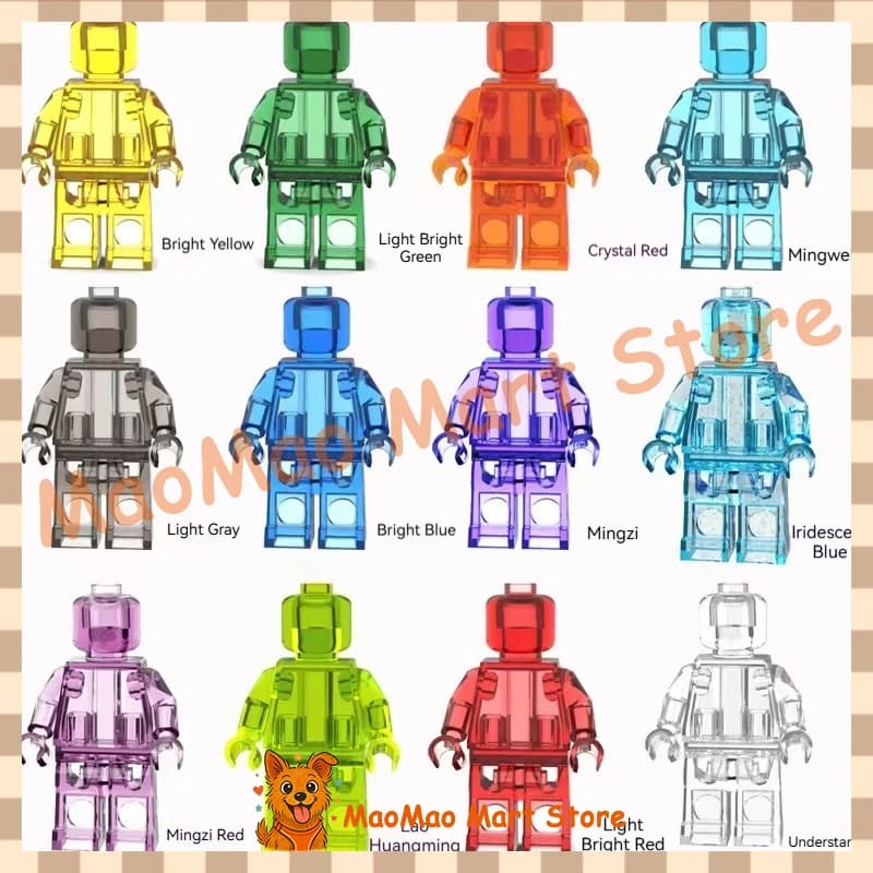 12 colori minifigure trasparenti tinta unita compatibili piccoli mattoni blocchi di costruzione accessori giocattolo sfusi regalo per bambini decorativo