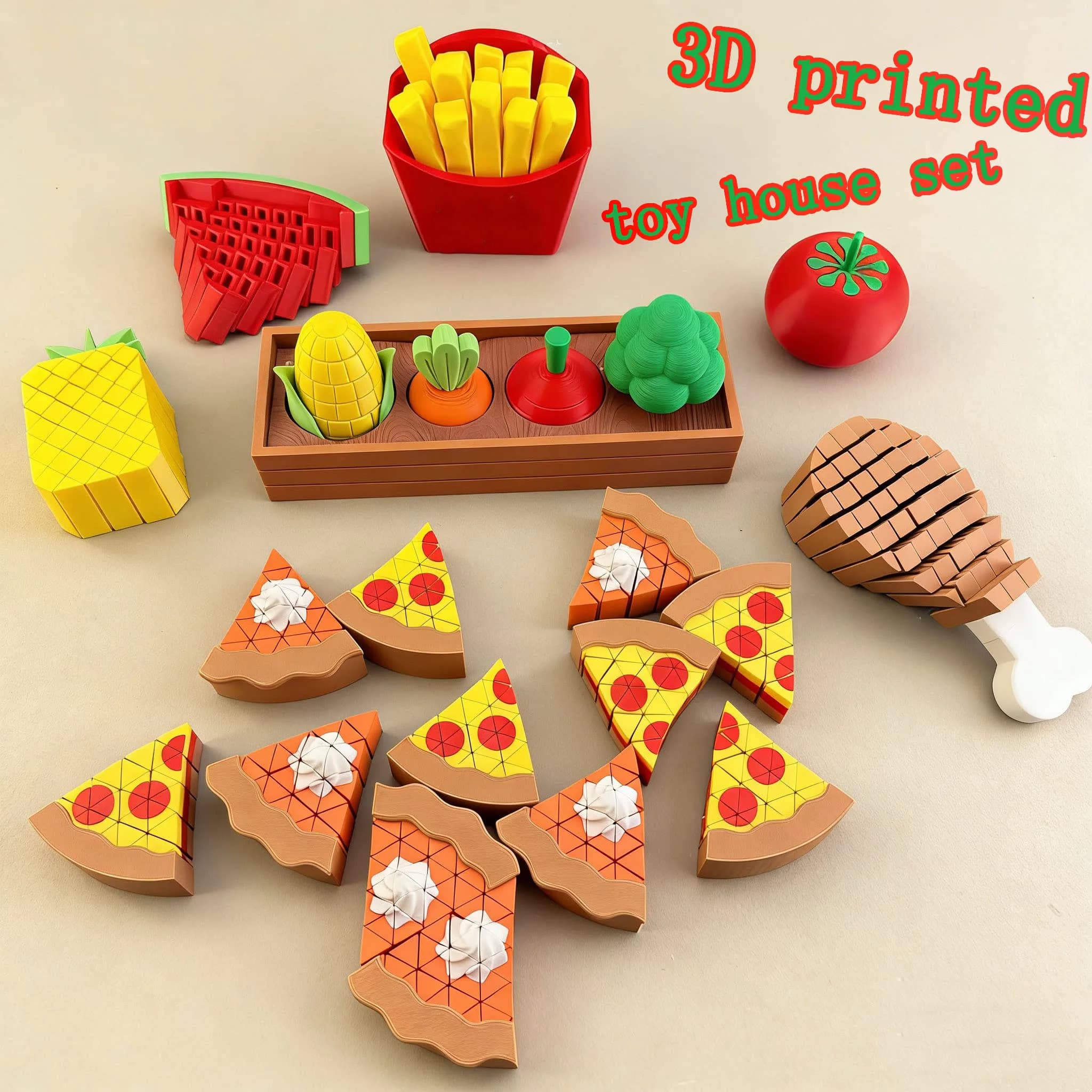 Giocattoli 3D Stampati Estensibili per Bambini, Modelli Divertenti a Forma di Frutta, Puzzle di Simulazione per Decompressione, Giocattolo Educativo per Casa delle Bambole