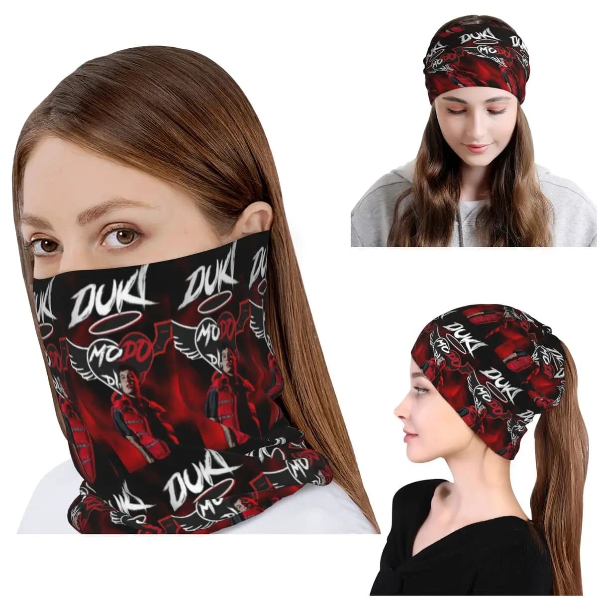 Accessori per Cantanti e Rapper Duki, Bandana, Scaldacollo, Maschera, Sciarpa Multifunzione, Cappello Beanie Unisex per Adulti, Tutte le Stagioni