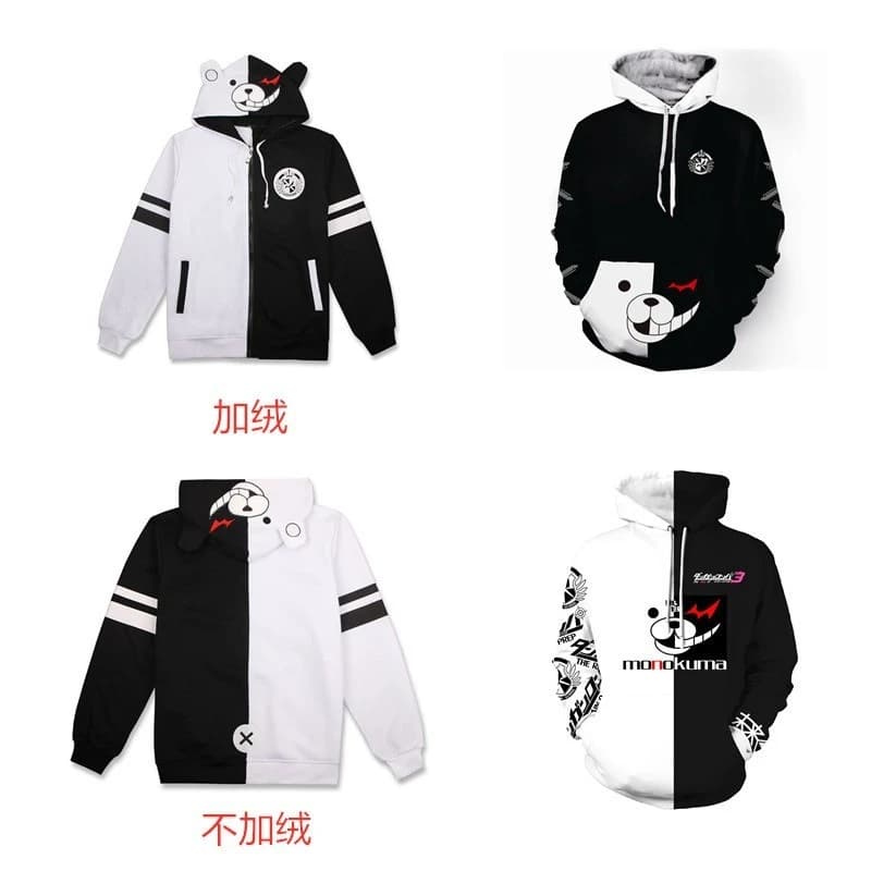 Danganronpa Monokuma Cosplay Hoodie Unisex Anime Sweatshirt T Shirt Jacket Casual Outfit Halloween Game Peripheral