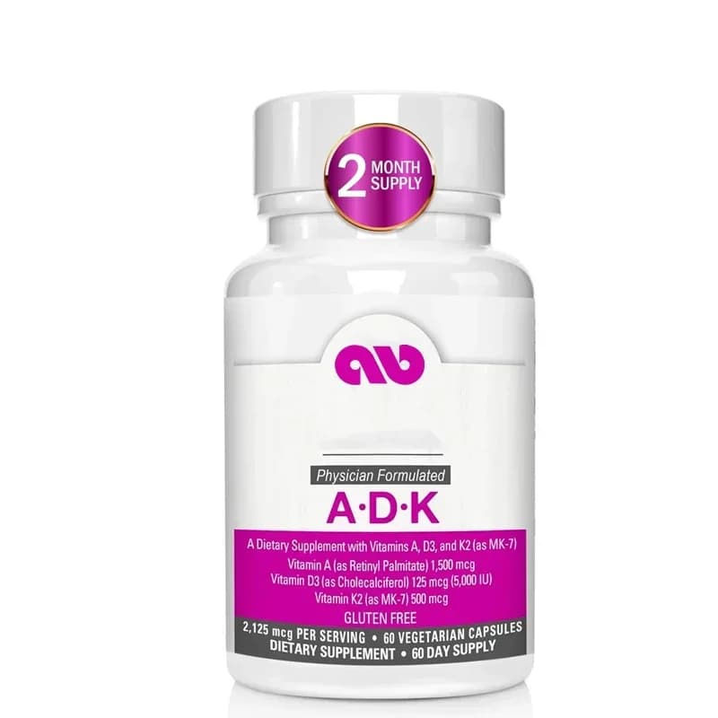 Vitamin supplement ADK 5000 IU - Promotes bone health and calcium absorption | Gluten-free, 60 capsules