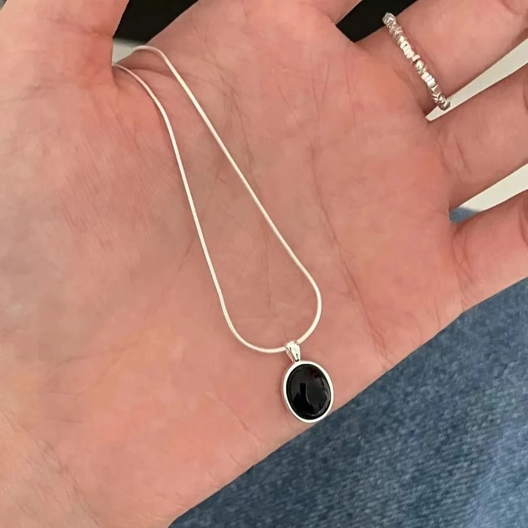 Silver Moonlight Stone Necklace for Women Girl Geometry Minimalism Office Jewelrye Gift Dropshipping