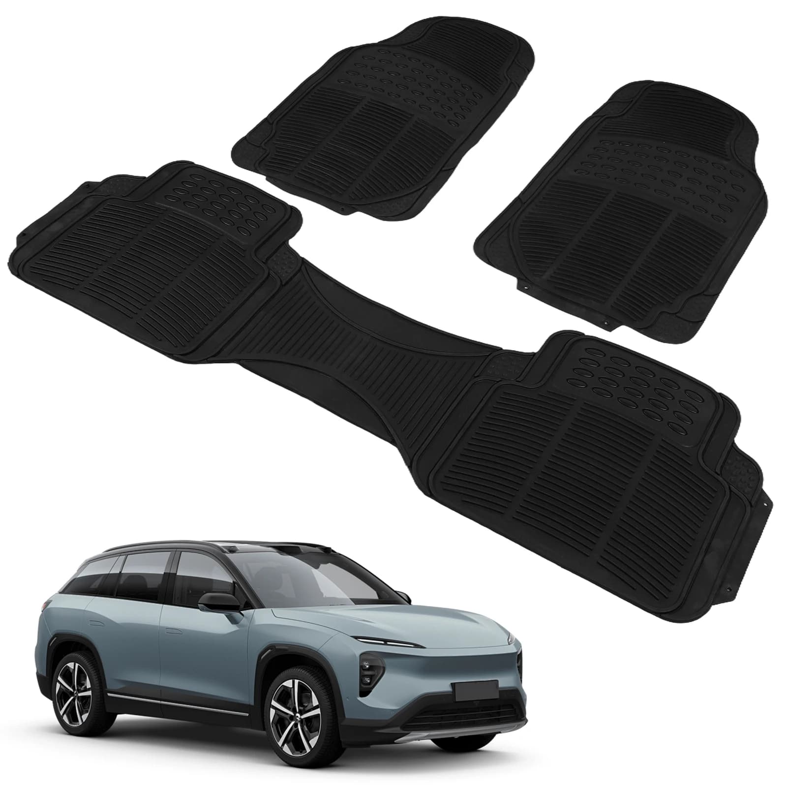 Set di 3 Tappetini Auto Impermeabili Profondi in Gomma per Tutte le Stagioni, per Auto, SUV, Camion e Furgoni