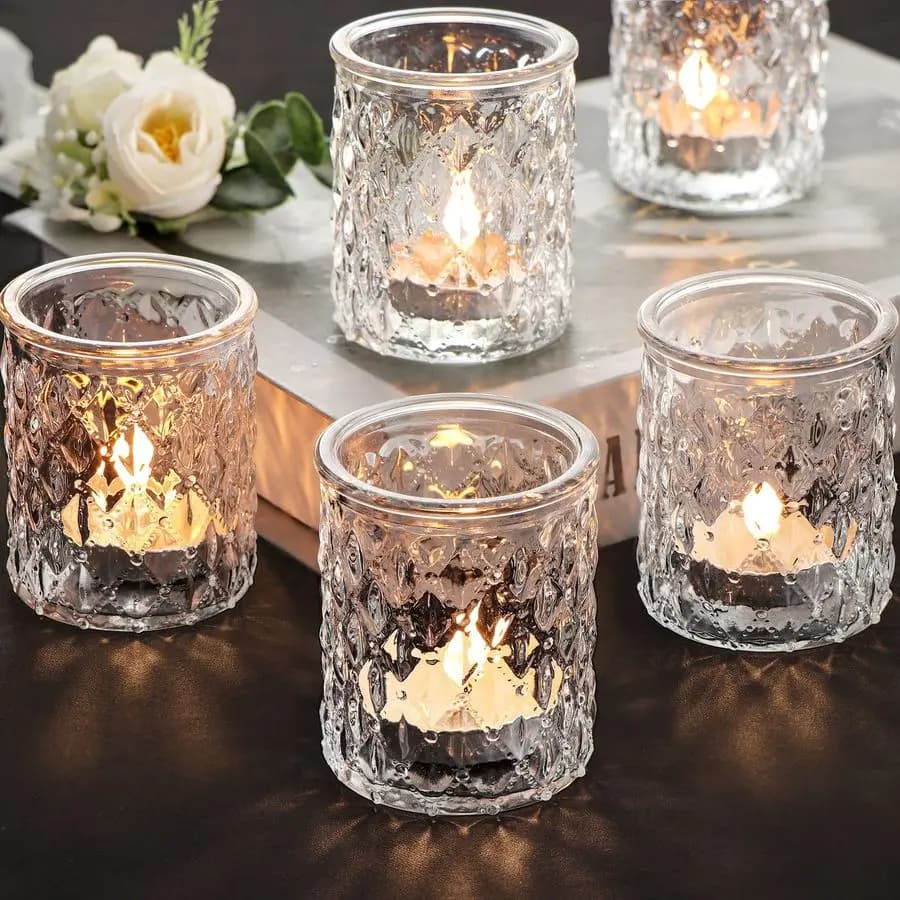 Portacandele Votivi per Centrotavola Matrimoniali, Portacandele in Vetro Trasparente all'Ingrosso, Portacandele Tealight per Decorazioni per Feste