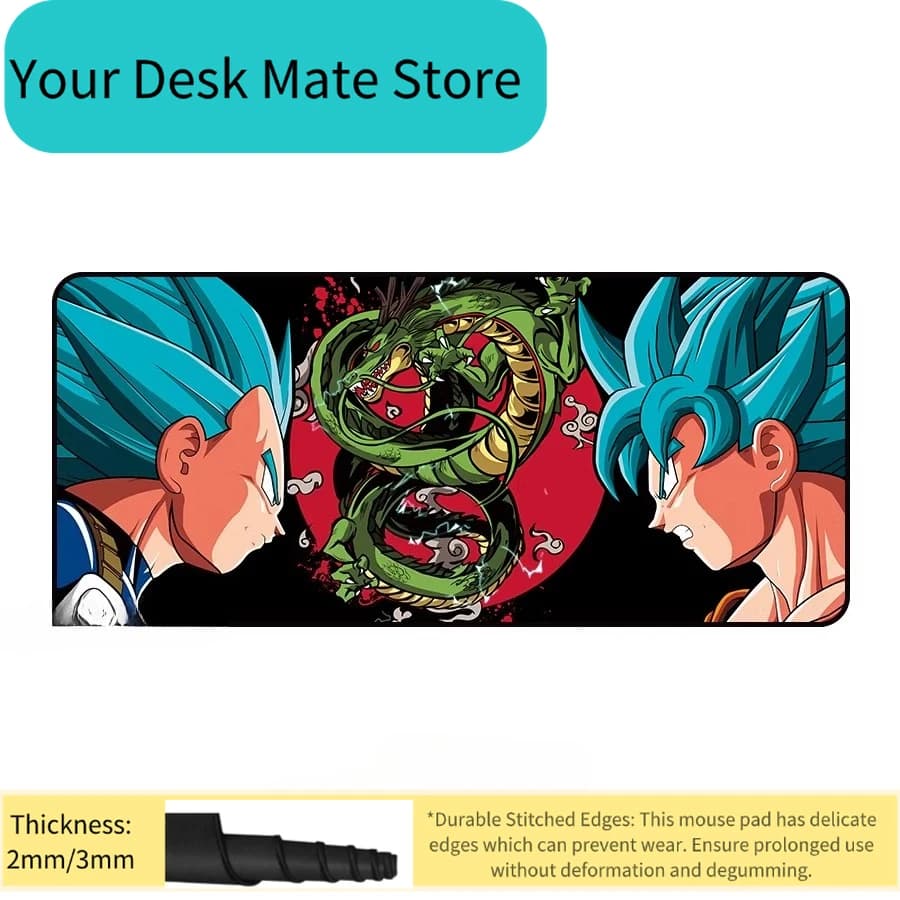 Nuovo Tappetino per Mouse Giapponese Harajuku Dragon Ball Son Goku Vegeta, Extra Large, Antiscivolo e Antimacchia per E-sport