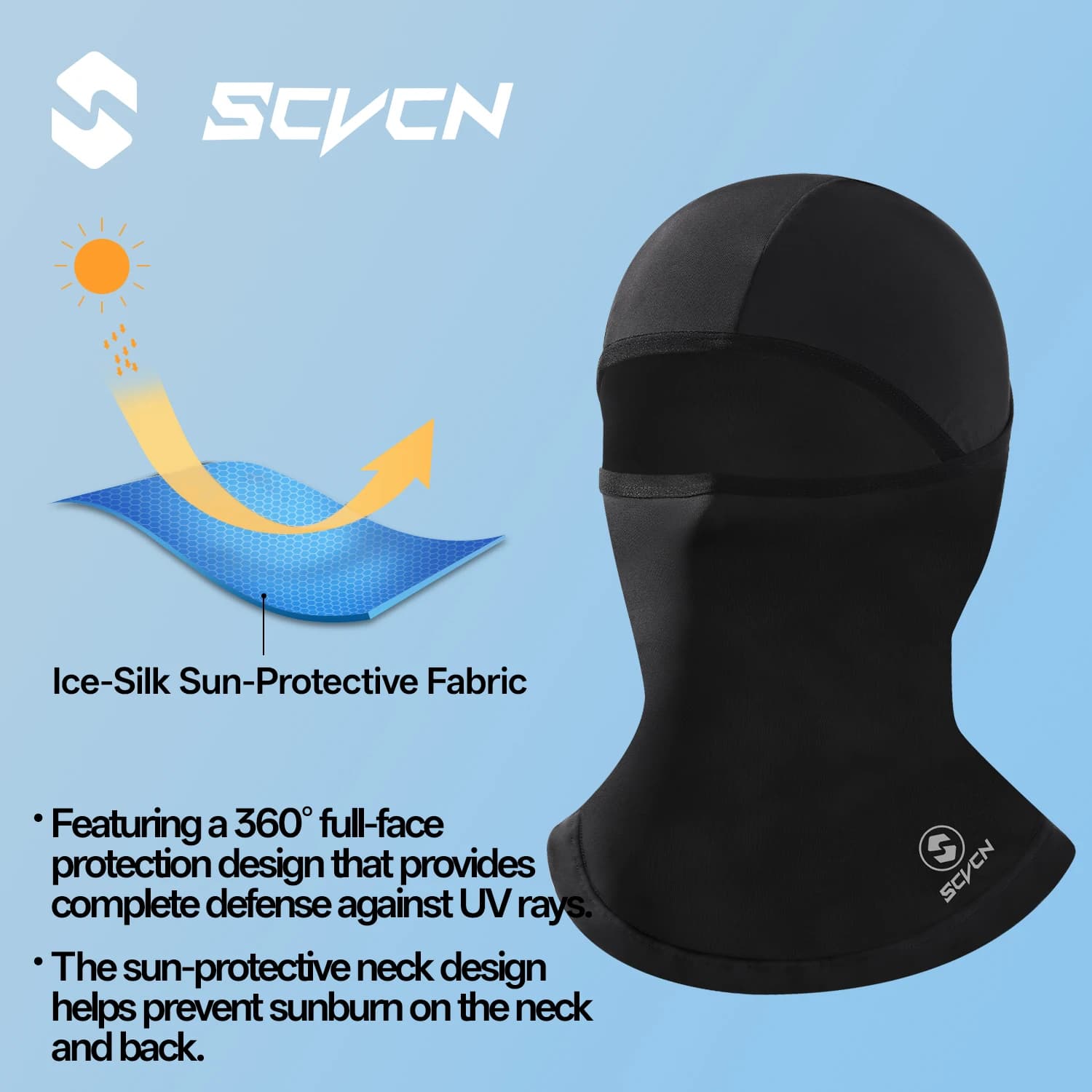 Passamontagna SCVCN UPF50+ con Protezione UV e Visiera per Ciclismo, Realizzato in Seta Ghiaccio Fresca, Traspirante e ad Asciugatura Rapida per Protezione Sportiva all'Aperto