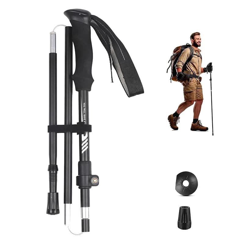 Bastoncini da Trekking Ultraleggeri Pieghevoli con Sistema di Blocco Rapido Antishock, Bastoni Telescopici per Anziani, Donne e Uomini