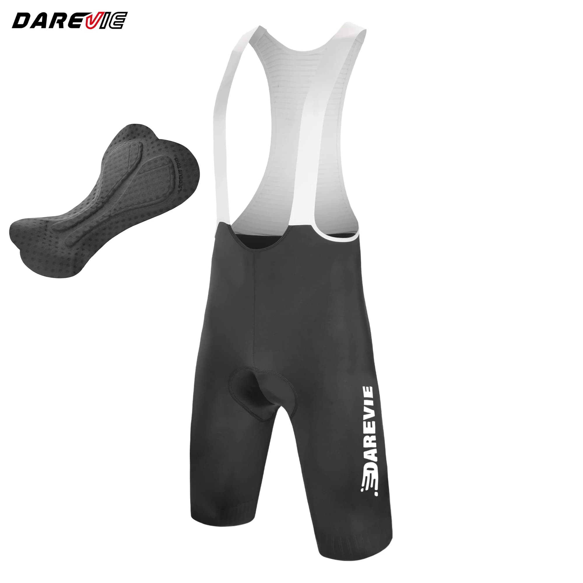 DAREVIE Cycling Shorts with Bretelle and Pockets, Level Training, Anti-slip Men's Cycling Shorts, Elasticized in 4 Directions, Rapid Drying