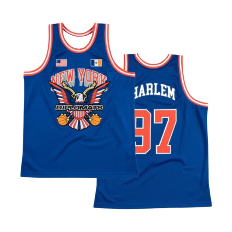 Maglia Commemorativa Senza Maniche per Tifosi di New York Harlem, Stile Streetwear Traspirante con Stampa Numero 97