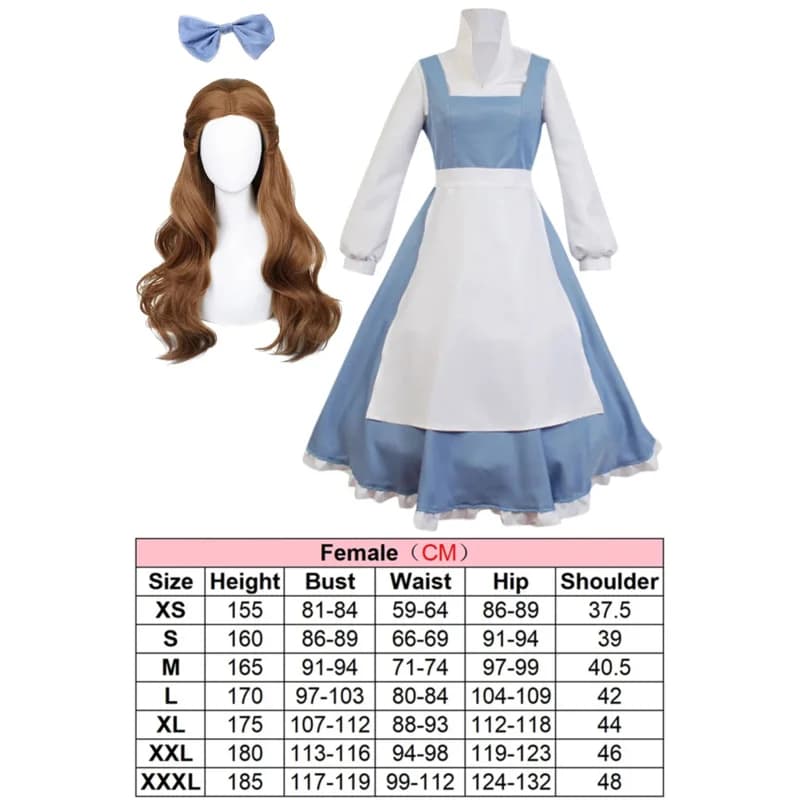 Parrucche Cameriera Vestito Donna Costume Cartoon Principessa Cosplay Gioco di ruolo Fantasia Per Halloween Travestimento CW9792b;4.f'7;j,3'