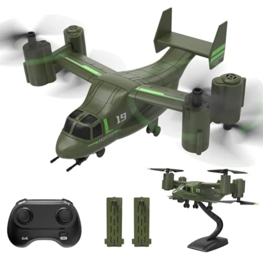 LM19-A RC Drone for outdoor flying, ABS plastic body, green color, 2 included batteries for extended flight time