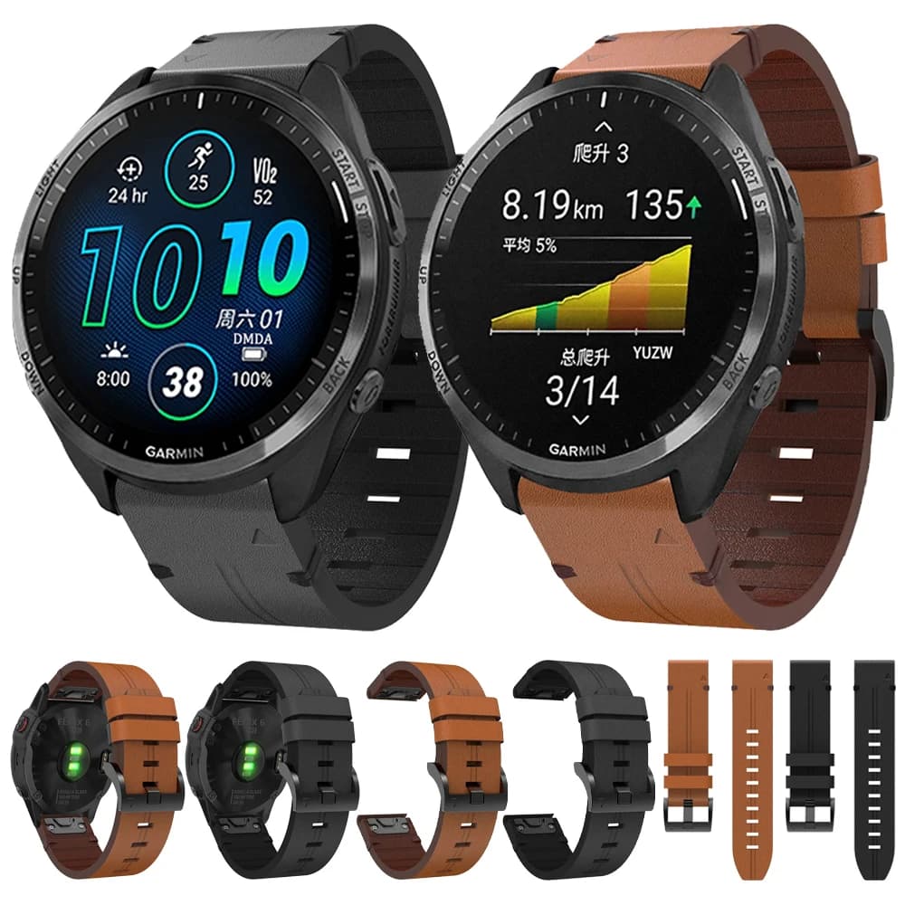 22 26mm cinturino in pelle QuickFit per Garmin orerunner 965 955 970 Fenix 8 7 7X Pro 6 6X 5 5X 3HR/Enduro3/Instinct 2X braccialetto a fascia