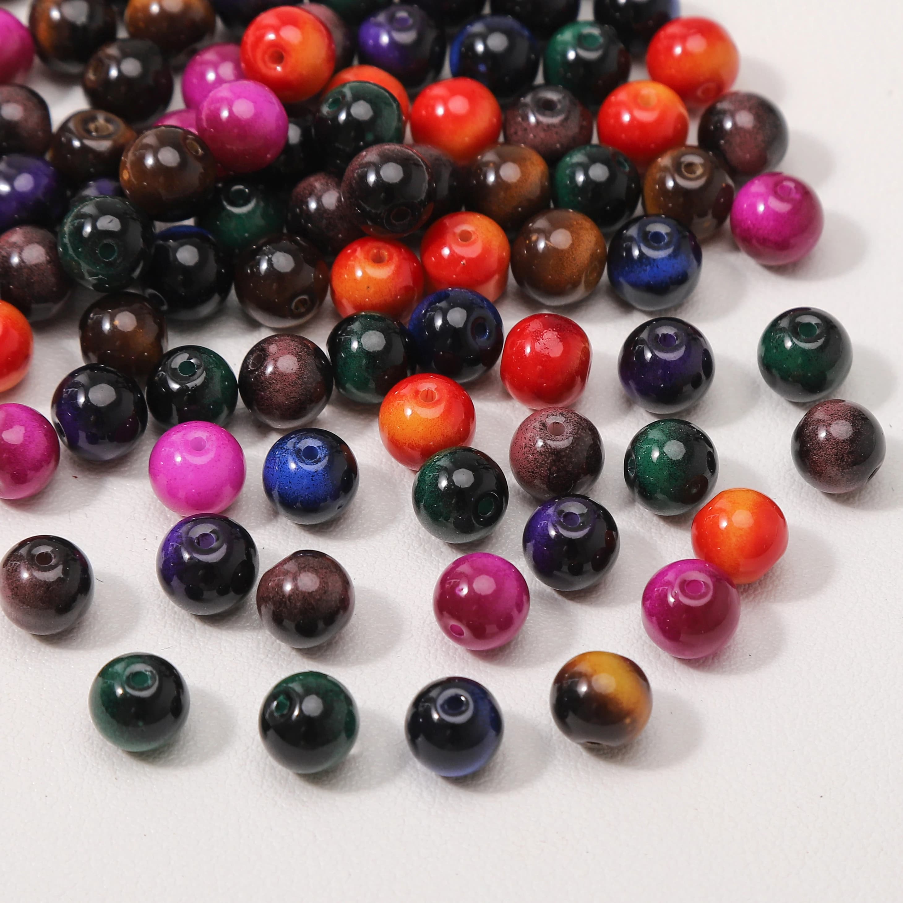8mm 10mm Glass Tiger Eye Round Shape Decorative Beads For Jewelry Making DIY Earring Bracelet Necklace Accessories