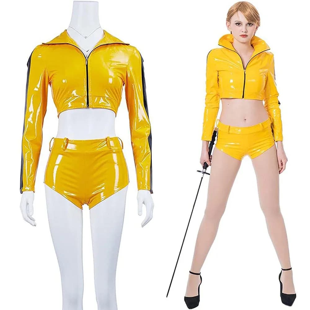 La sposa cosplay costume giallo film Kill Cosplay Bill gioco di ruolo pantaloncini estivi sexy cappotto festa di carnevale di Halloween vestito da donna