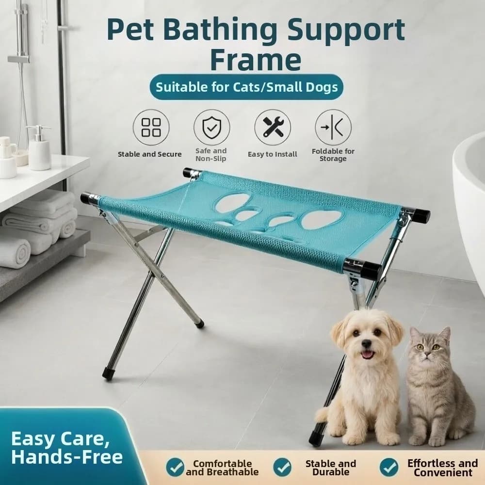 Folding Pet Grooming Hammock Quick Drying with Support Frame Pet Washing Station Sturdy Anti-Scratch Dog Grooming Table