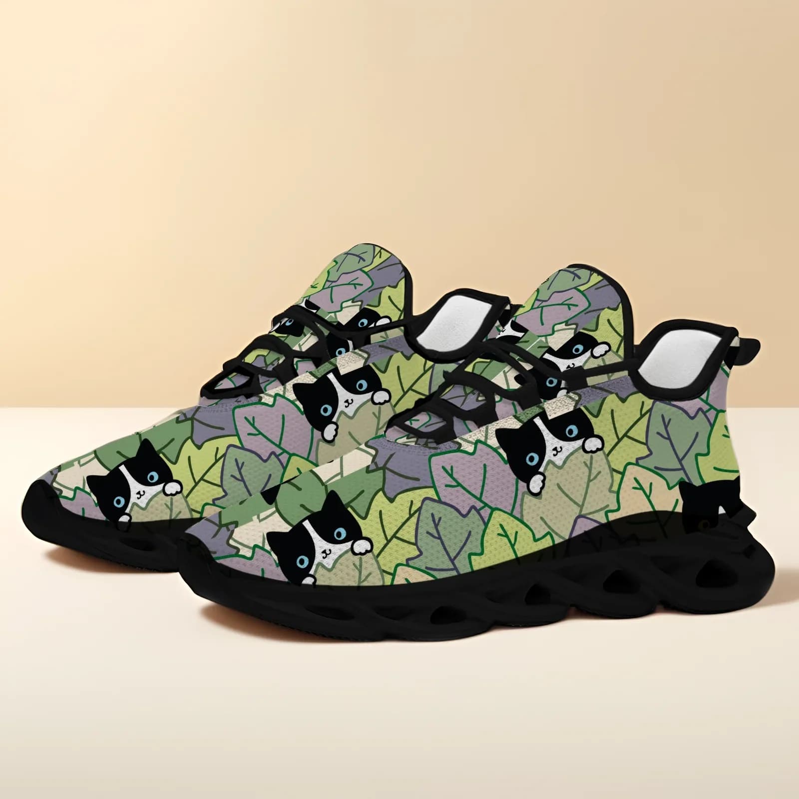 Sneakers casual con stampa gatto dispettoso, da uomo e da donna, scarpe da corsa, scarpe leggere in rete