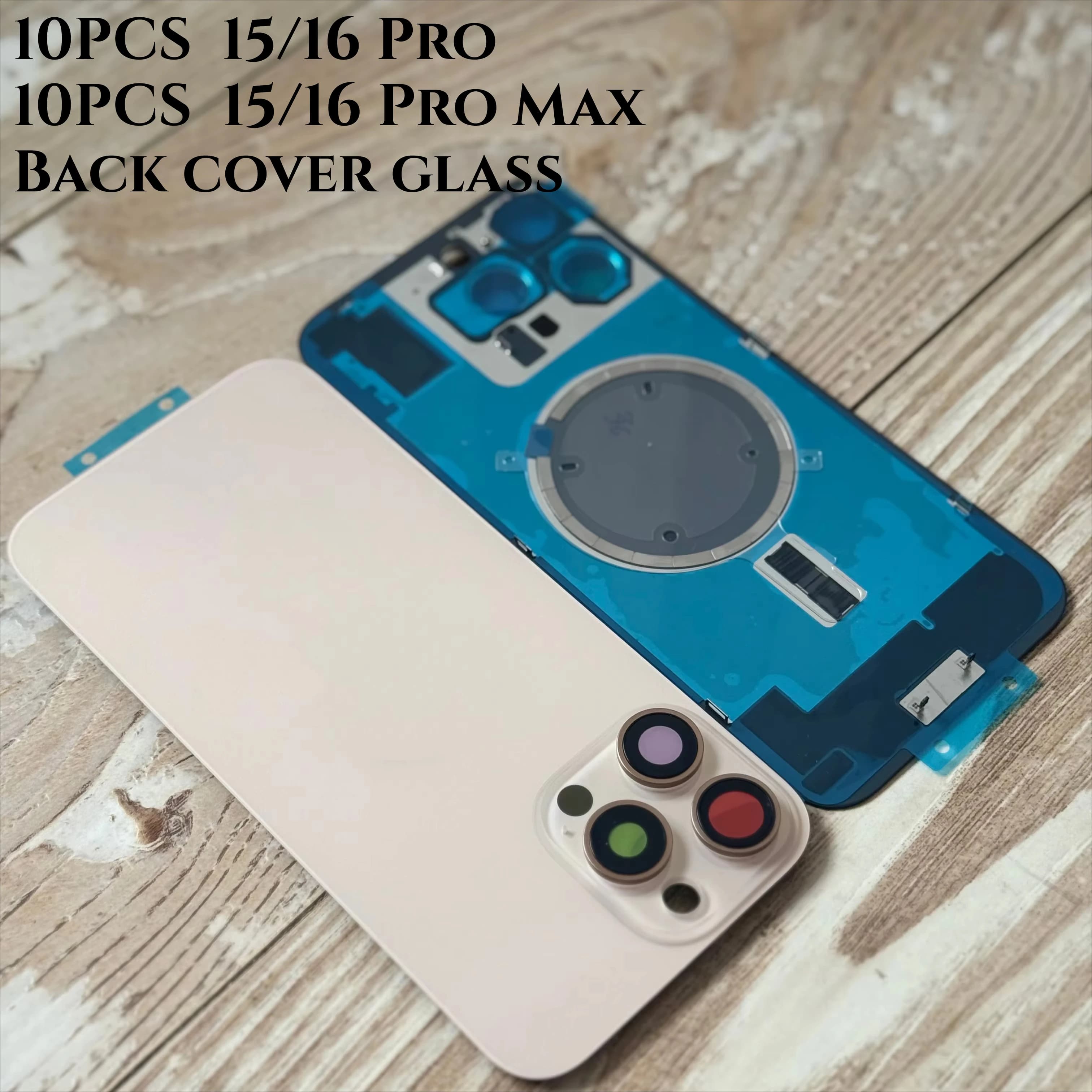 10PCS For iPhone 16/15 Pro Max Rear Door Housing Panel Case Camera Lens Parts For iPhone 16/15 Pro Back Glass Cover