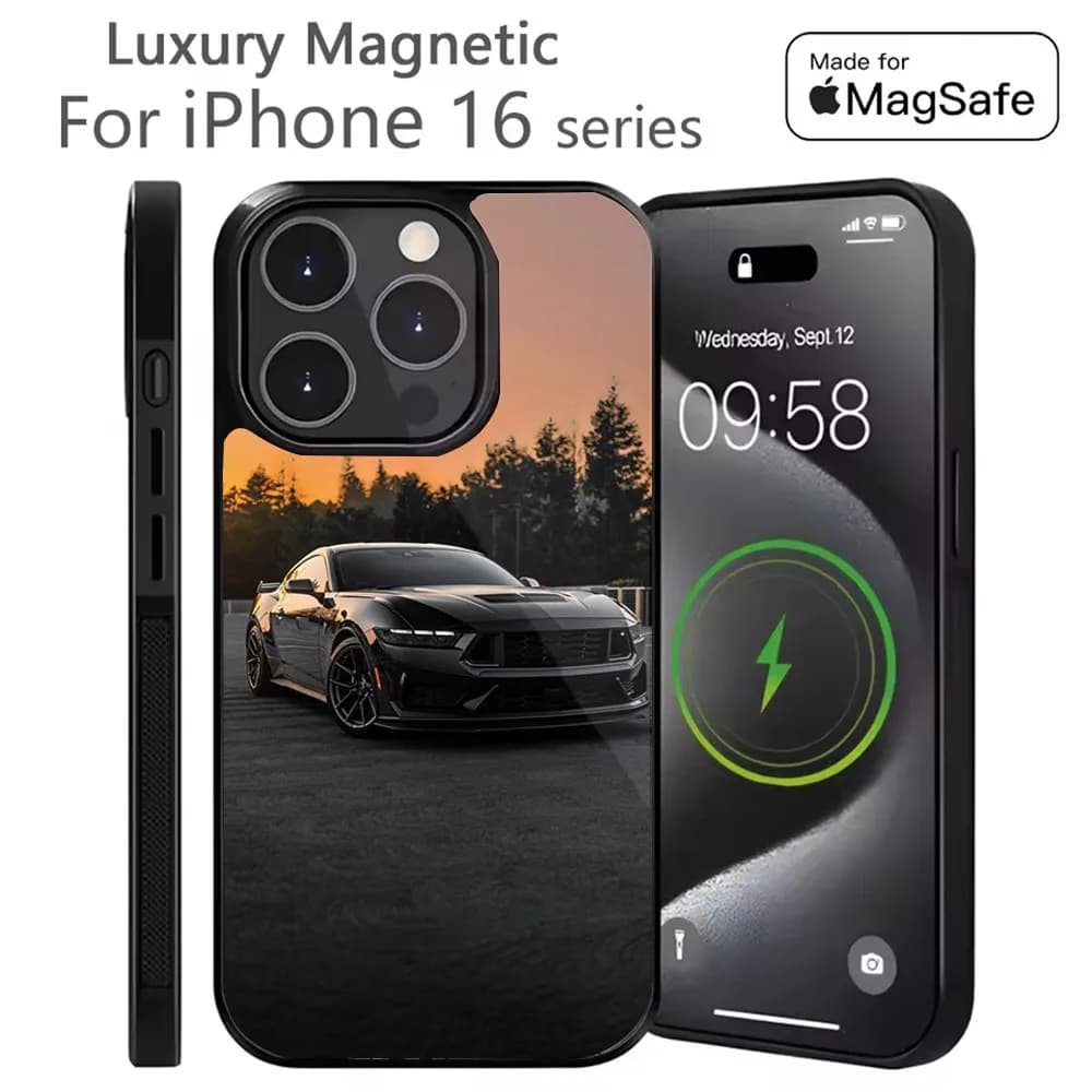 Custodia per telefono F-FordS M-Mustang per iPhone 16,15,14,13,12,11,Plus,Pro,Max Mini Magsafe Ricarica wireless magnetica