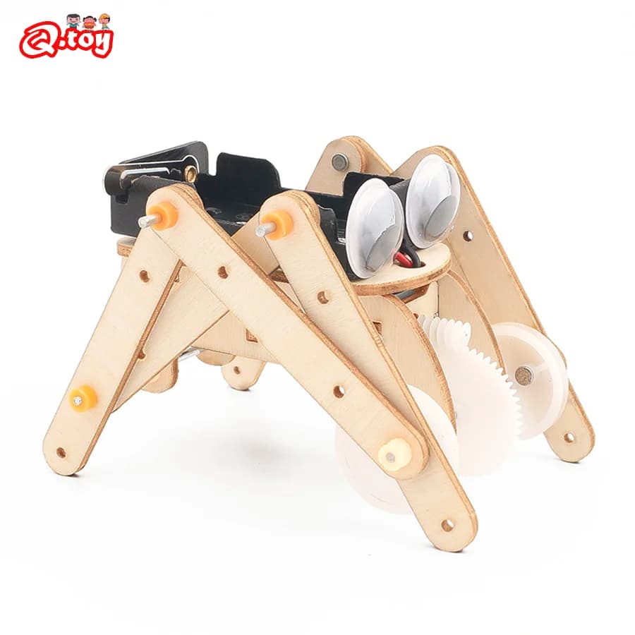 Fai da te Spider Robot STEM Giocattoli Tecnologia Scienza Kit di strumenti sperimentali Apprendimento educativo Puzzle in legno per bambini Sussidio didattico