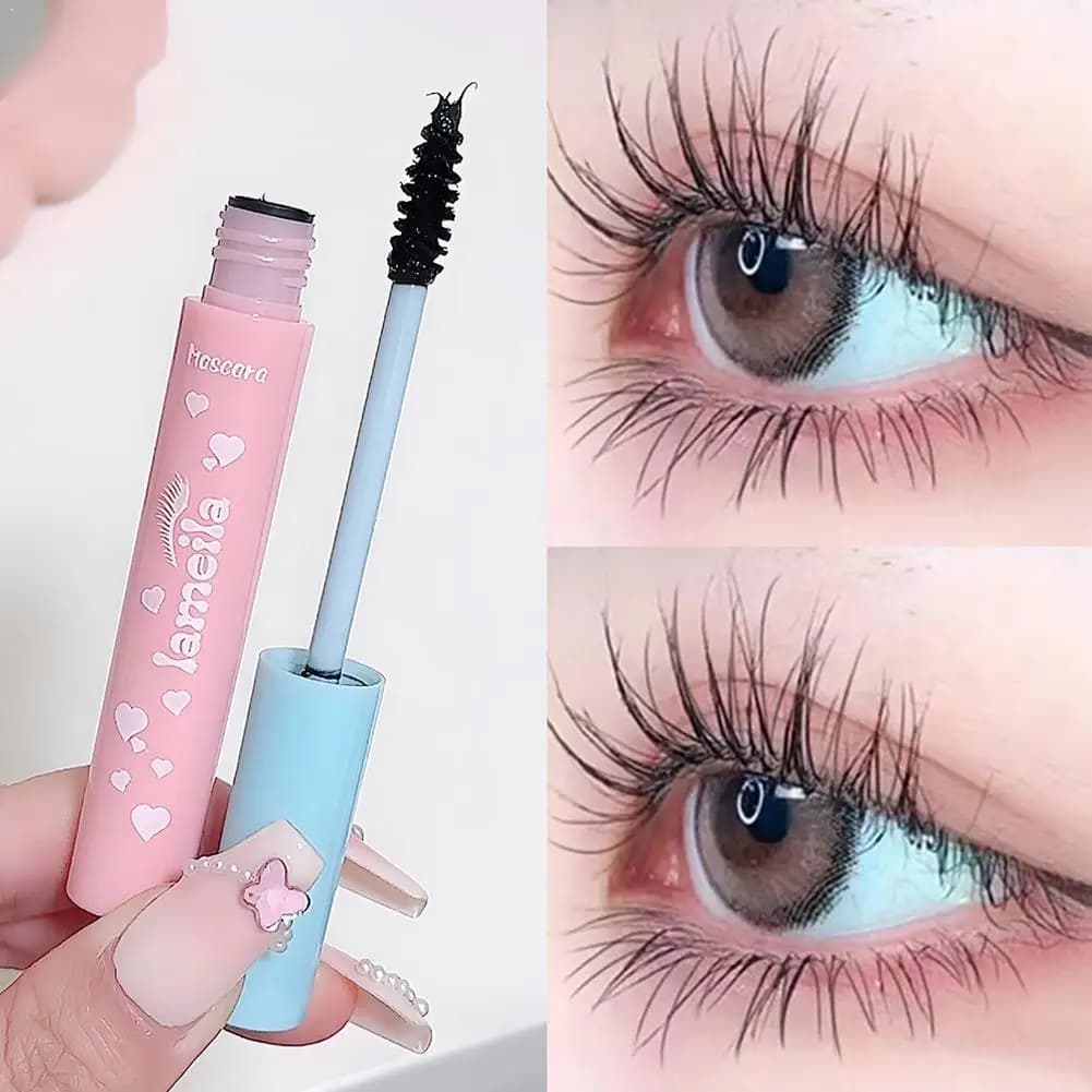 Long-Term Silk Fiber Mascara, Ultra-Slim Spazzola, Allungante e Volumizzante, Waterproof, Anti-Slip