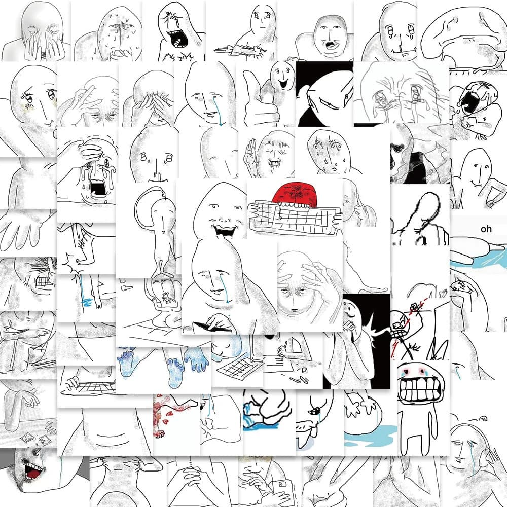 10/30/62pcs adesivi di espressione di stato mentale di rottura emotiva divertente Cartoon Meme decalcomanie adesivo per custodia del telefono bagagli Laptop